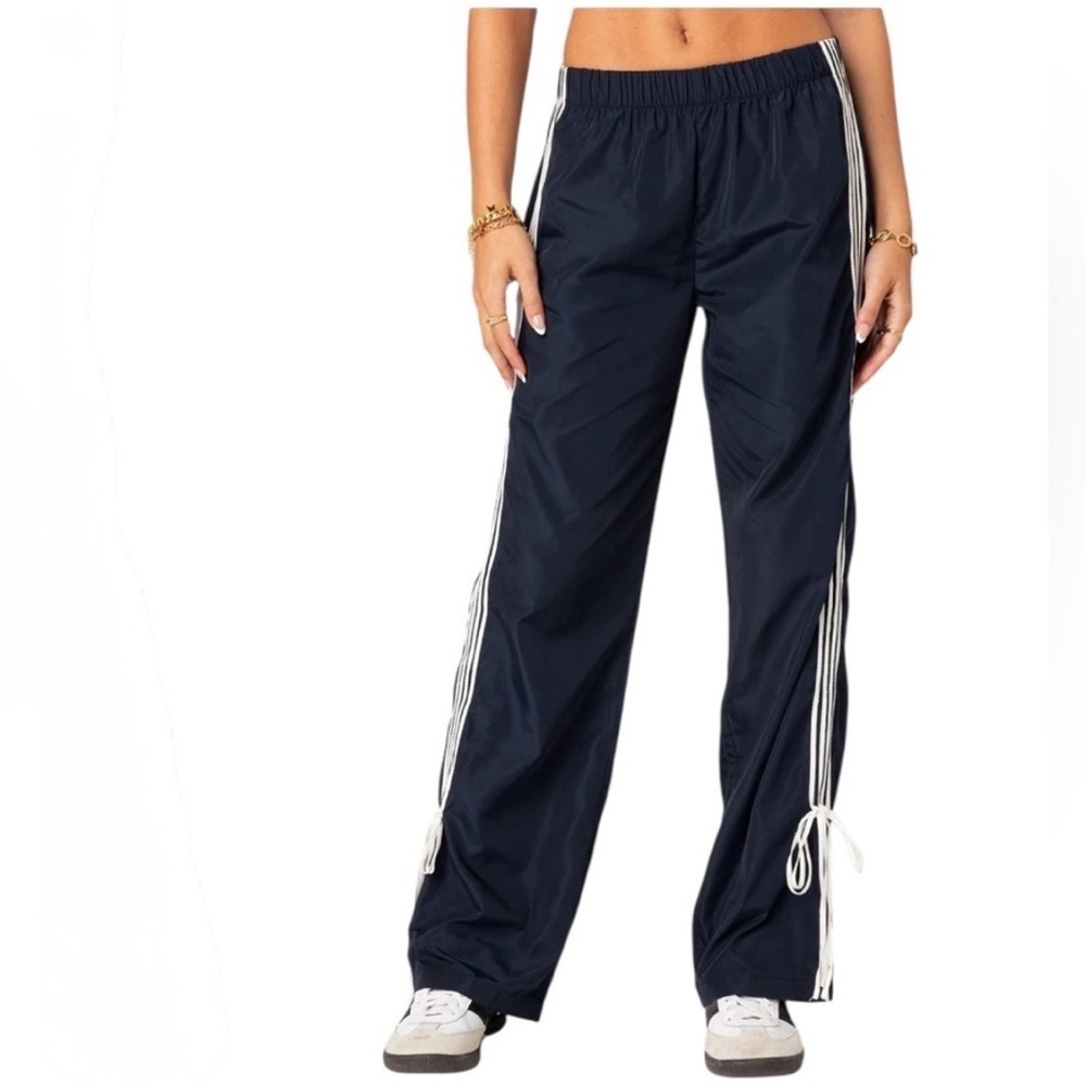 Edikted Remy Ribbon Track Pants -NAVY Size XS -NWOT